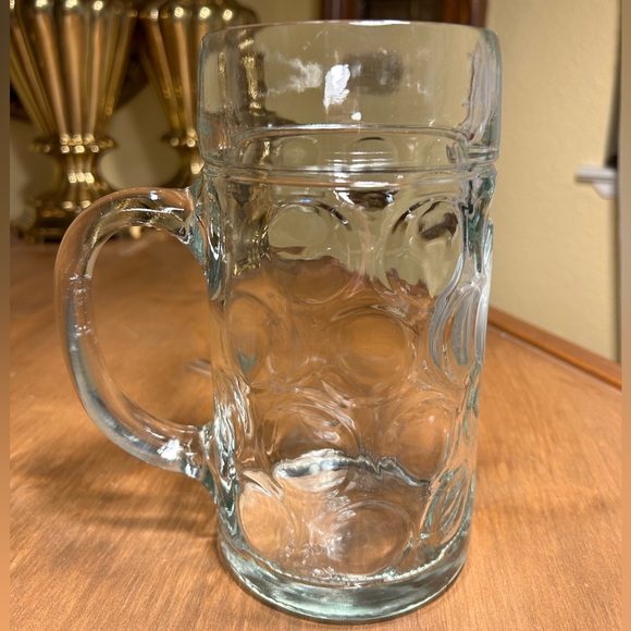 Paulaner Munchen Dimpled Clear Glass Beer Stein German Mug Large 1 Liter 32 Oz - Picture 4 of 9